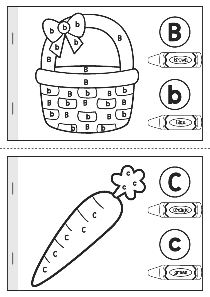 Back to School Kindergarten Worksheets and Activities. Color by code: upper and lower case letters.