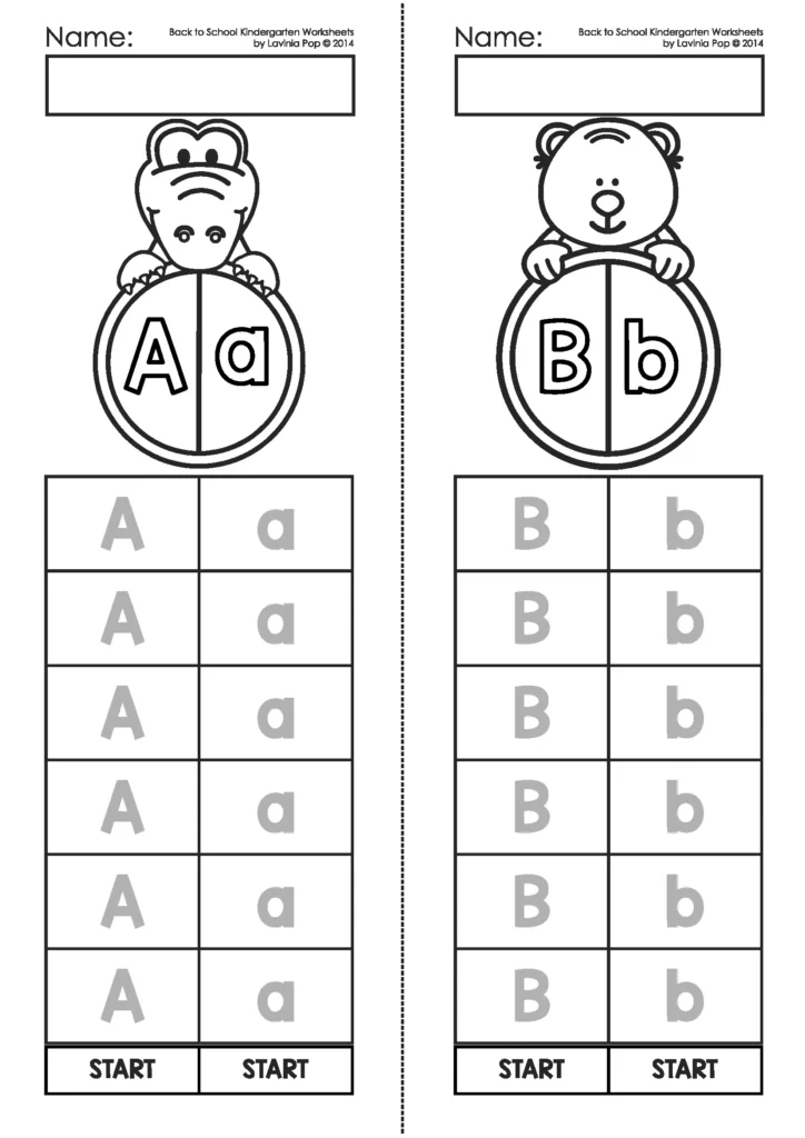 Back to School Kindergarten Worksheets and Activities. Upper and lower case letter recogntition printable activity.