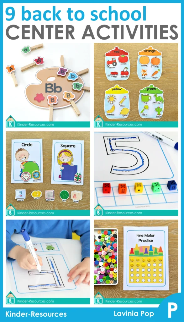 Back to School Preschool Centers | 9 Printable Activities | Alphabet: Upper and Lower Case Letters | Color Sorting Jars | Sorting Reali Life Shapes | Number Mats | Alphabet Mats | Fine Motor Practice | Download FREE printable activities