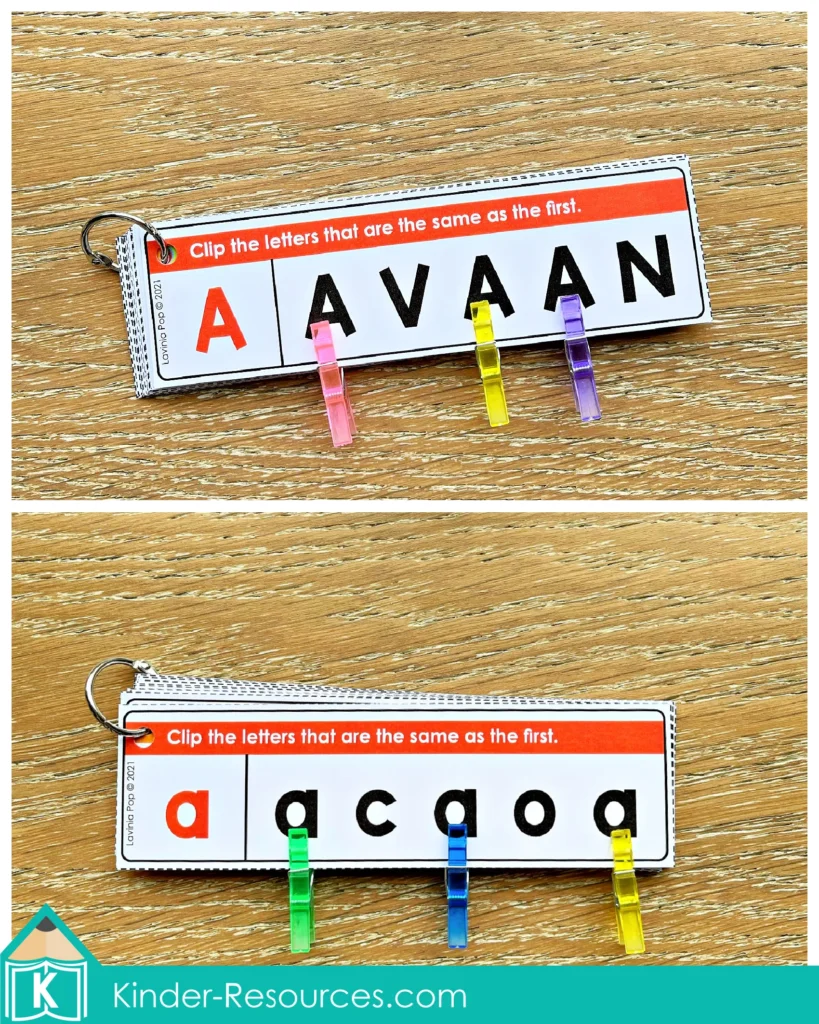 Kindergarten Morning Tubs Uppercase and Lowercase Alphabet Match Cards