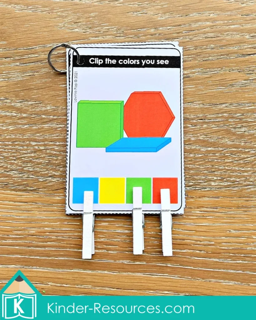 Kindergarten Morning Tubs Color Identification Clip Cards