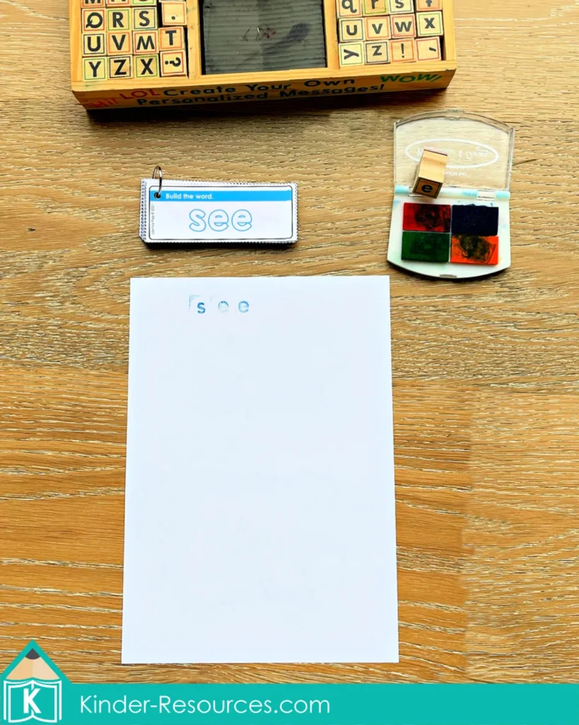 Kindergarten Morning Tubs Sight Word Stamp Cards