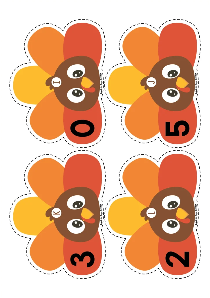 Thanksgiving counting on and missing number activity for kindergarten using turkey number cards to build number order and fluency. Download FREE printable activities!