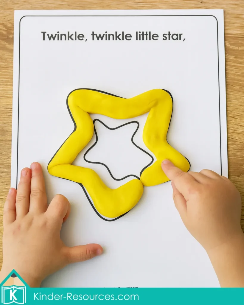 Twinkle Twinkle Little Star Nursery Rhyme Play Dough Activity. Literacy Activity for Preschool and Kindergarten