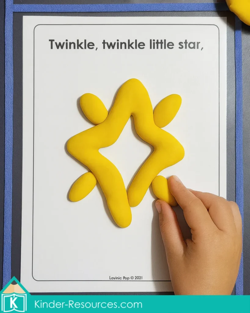 Twinkle Twinkle Little Star Nursery Rhyme Play Dough Activity. Literacy Activity for Preschool and Kindergarten