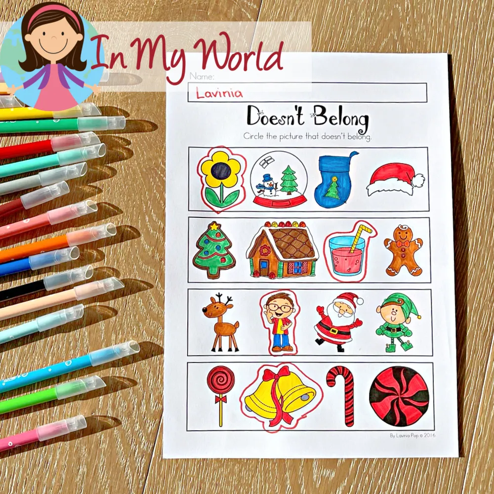 Christmas Worksheets for Preschool doesn’t belong picture sorting worksheet