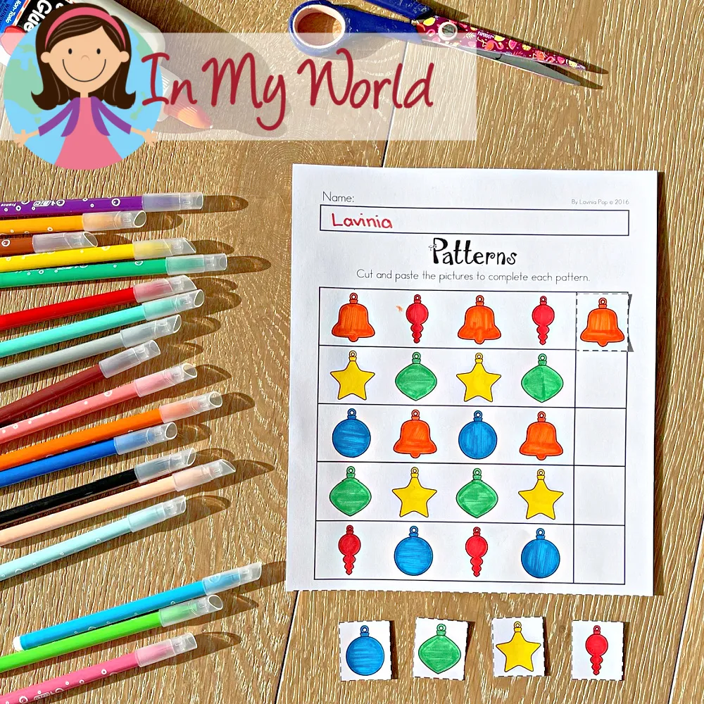 Christmas Worksheets for Preschool Ornament Patterns Cut and Paste