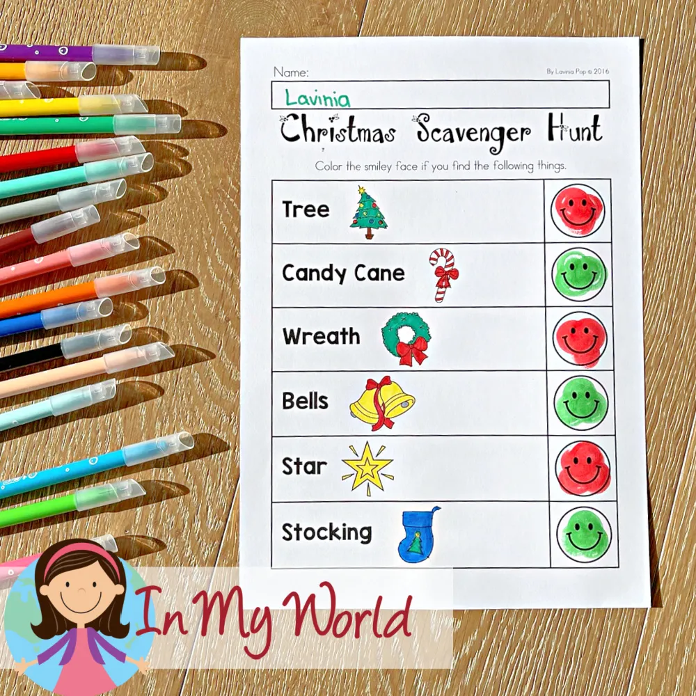 Christmas Worksheets for Preschool scavenger hunt worksheet with Christmas items to find