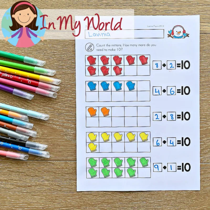 inter kindergarten math worksheet counting objects in ten frames to make ten