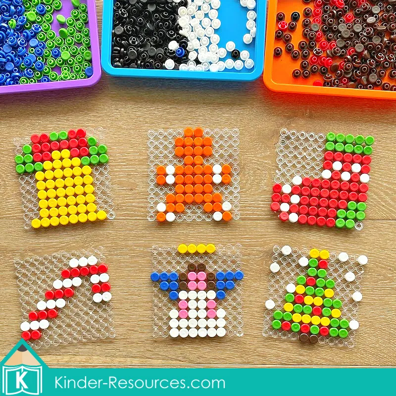 Christmas Pegboard Mosaic Puzzle Pattern Set – Bell, Gingerbread, Stocking