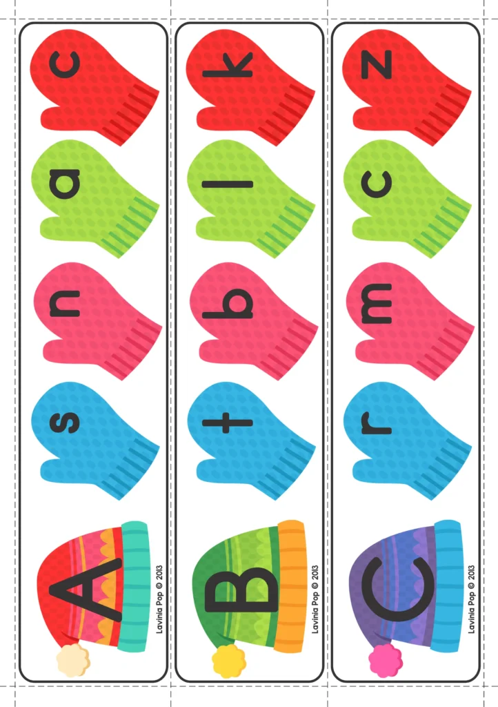 Winter Literacy Centers for Kindergarten uppercase and lowercase alphabet matching cards
