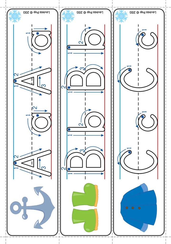 Winter Literacy Centers for Kindergarten alphabet tracing cards for letter formation practice