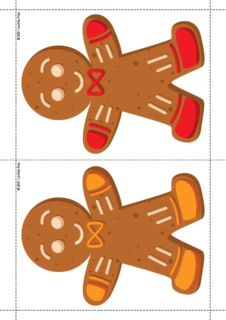 Gingerbread Preschool Centers color sorting activity with gingerbread kids and color circles for matching.