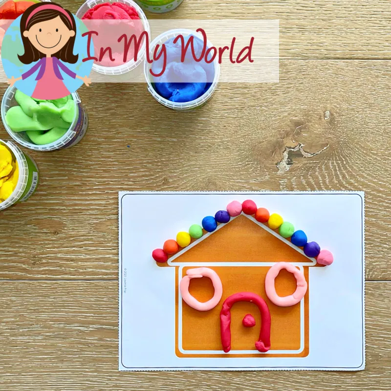 Gingerbread Centers for Preschool play dough mat for building fine motor skills with colorful dough