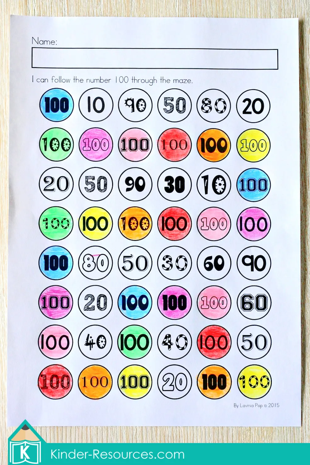 100th Day of School Worksheets and Activities number maze following the number 100