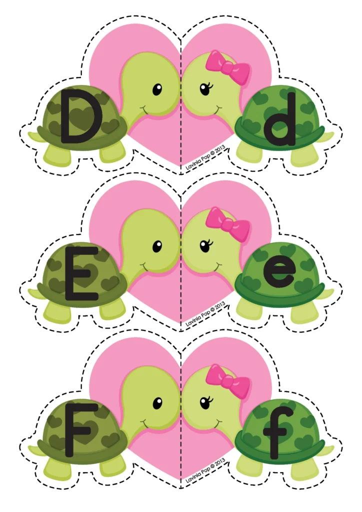 FREE Printable Alphabet Activity: Valentine’s Day DEF letter match cards for preschool and kindergarten alphabet practice
