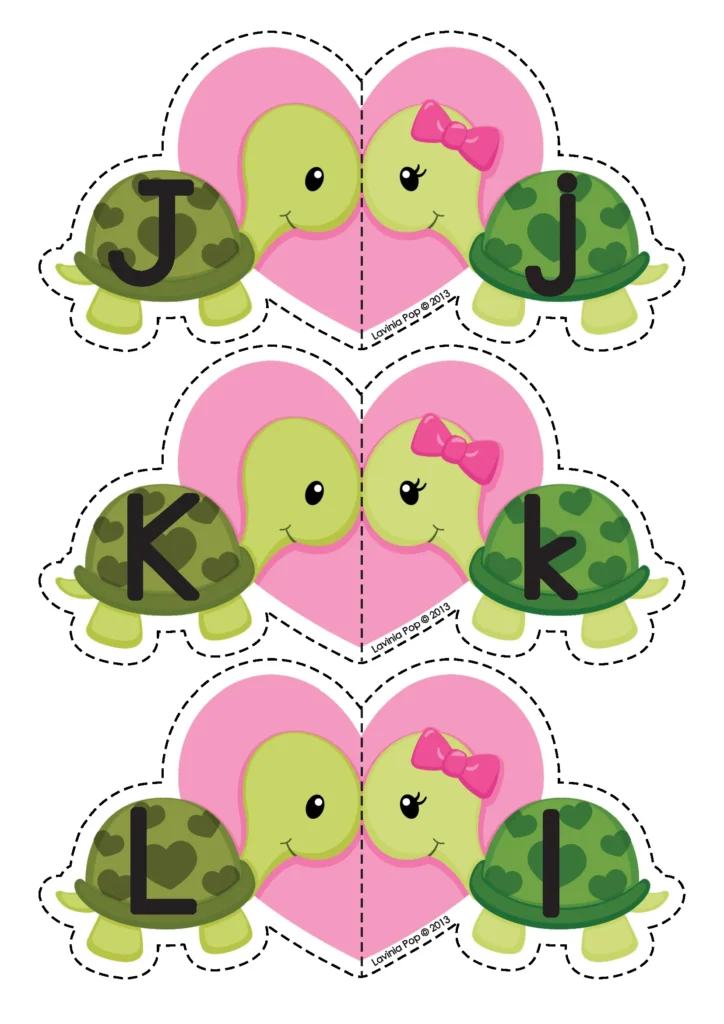 FREE Printable Alphabet Activity: Valentine’s Day JKL alphabet matching cards for early literacy centers