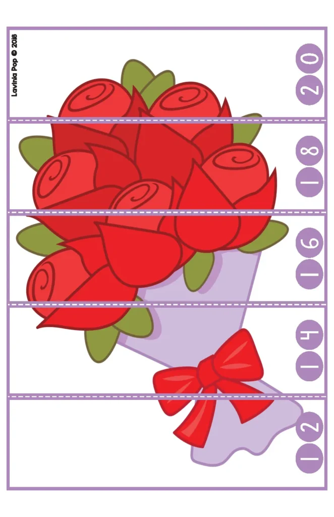 Valentine’s Day Math Centers for Kindergarten number puzzle activity practicing number order and number sequencing to 20