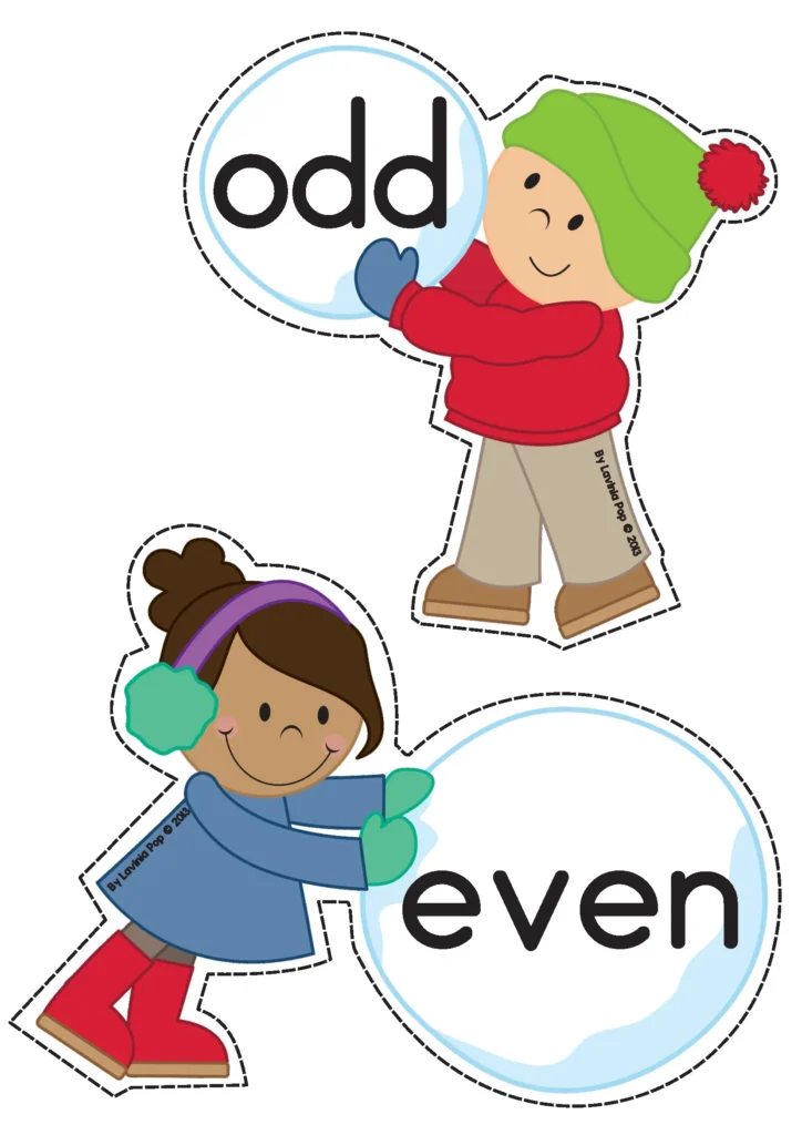 Winter Math Centers for Kindergarten Odd and Even Sorting Activity