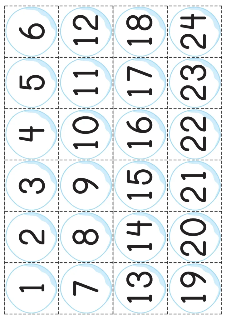 Winter Math Centers for Kindergarten snowball number cards for number recognition and sequencing from one to twenty four