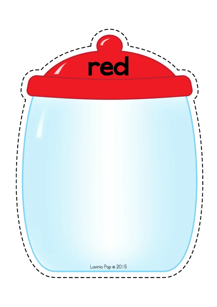 Back to School Centers for Preschool red color sorting jar for early color recognition practice