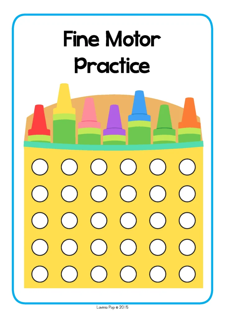 Back to School Centers for Preschool fine motor practice mat with circles for placing small objects to build hand strength and coordination