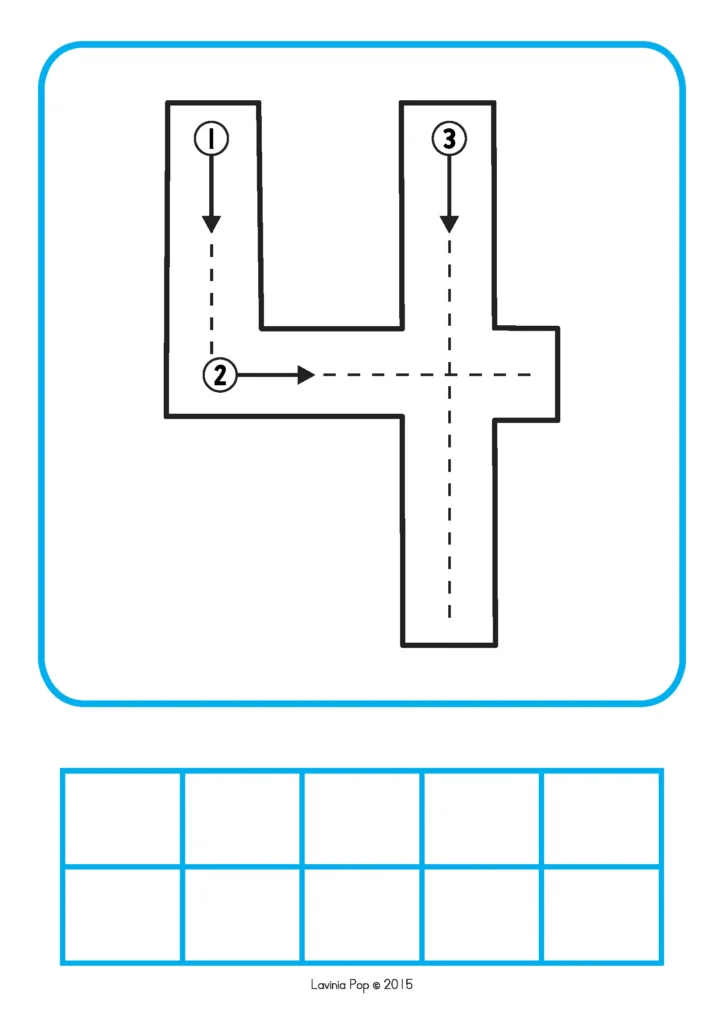 Back to School Centers for Preschool number 4 tracing mat with ten frame for counting and number sense practice