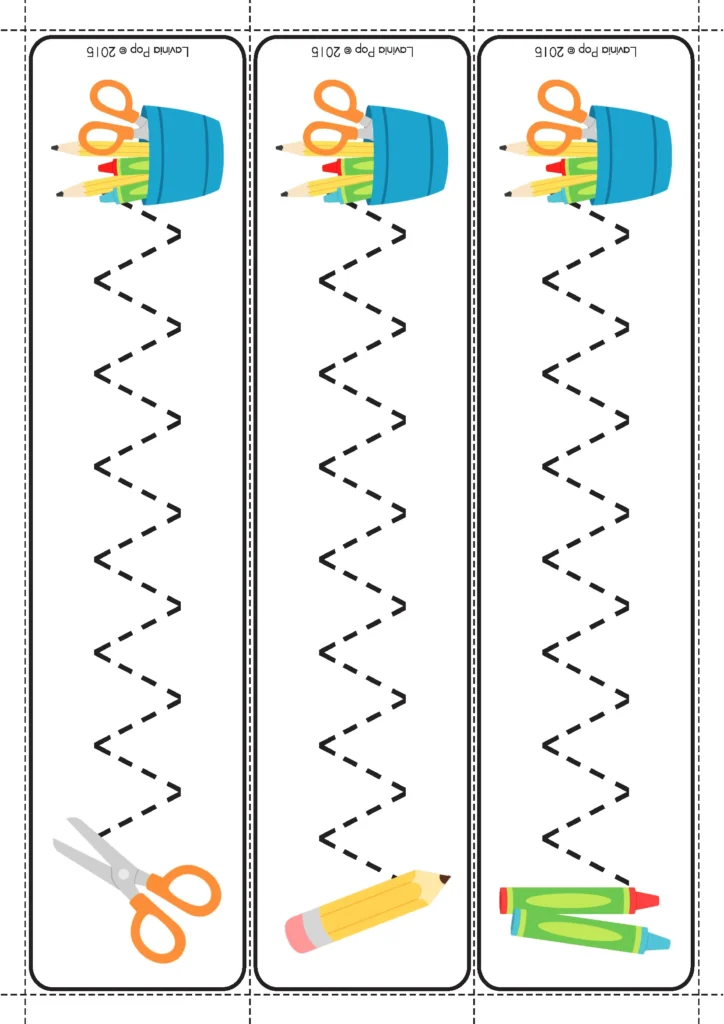 Back to School Centers for Preschool pre writing line tracing strips with zig zag paths for pencil control