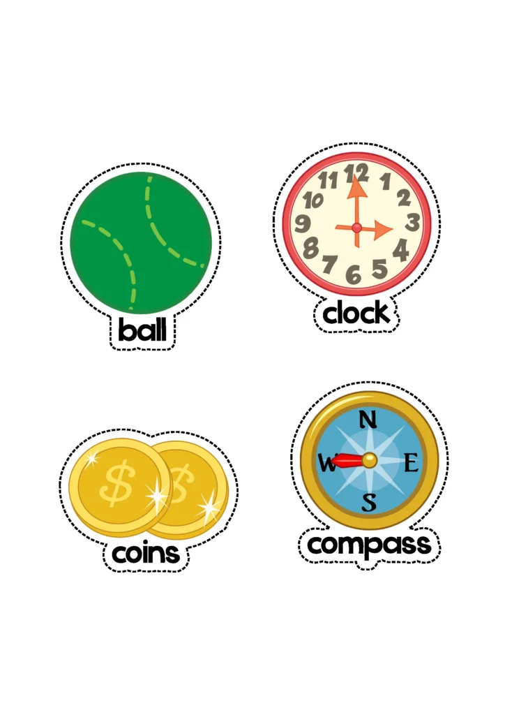 Back to School Centers for Preschool circle shape matching activity using real world object picture cards