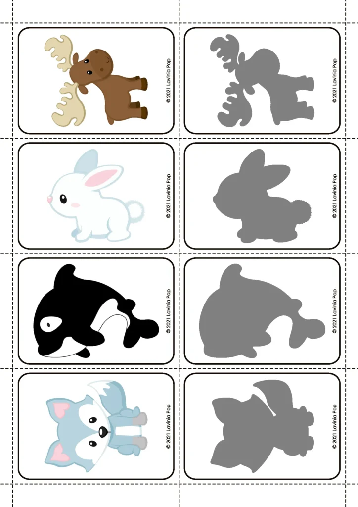 Polar Animals Preschool Centers arctic animals shadow matching cards with full color animals and matching silhouettes