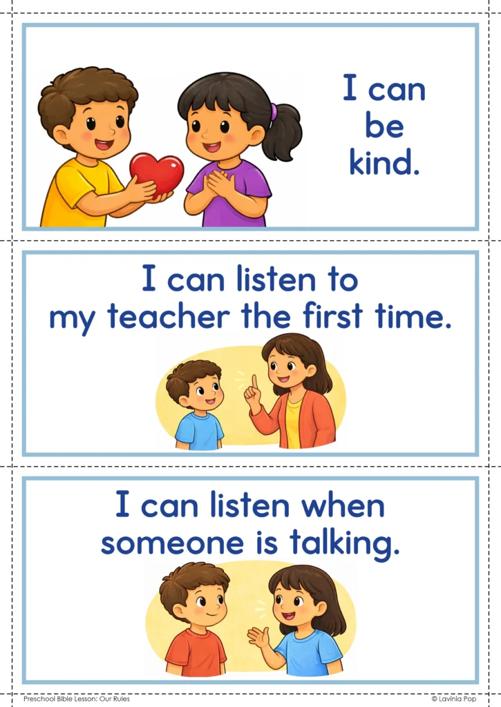 Sunday School Rules and Behavior Management Our Rules Cards