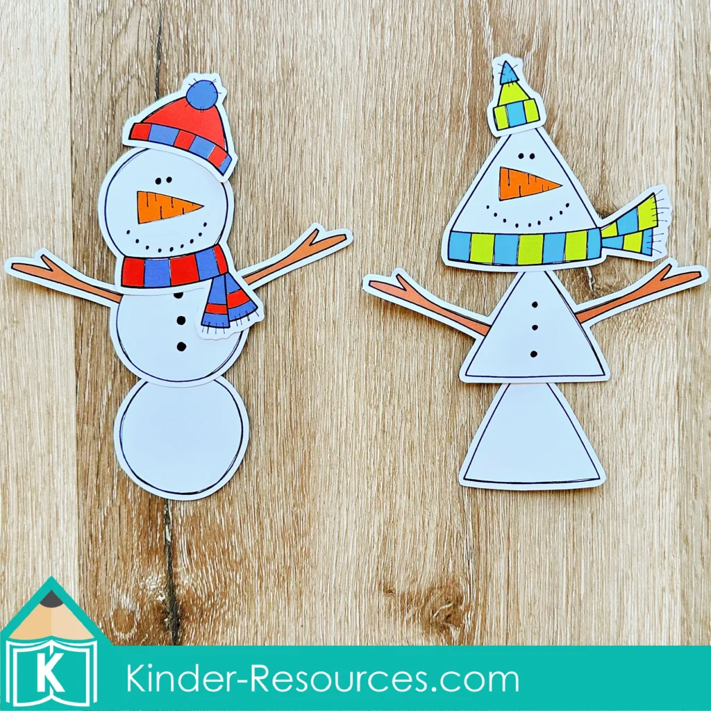 Winter Centers for Preschool Morning Tubs and Bins shape matching puzzle building snowmen