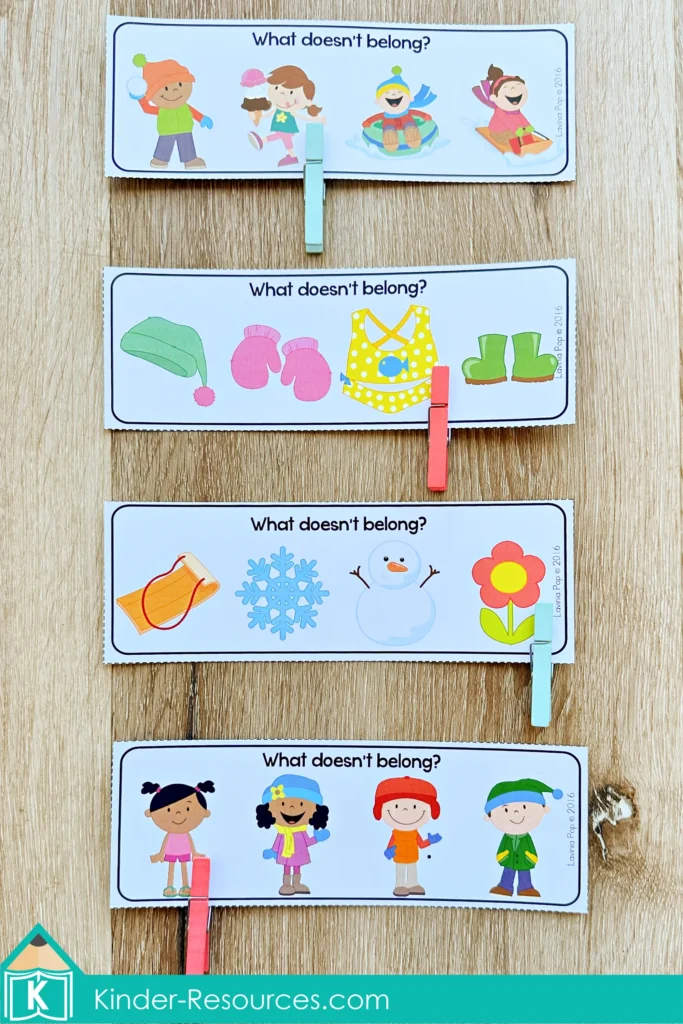 Winter Centers for Preschool Morning Tubs and Bins what doesn’t belong critical thinking activity