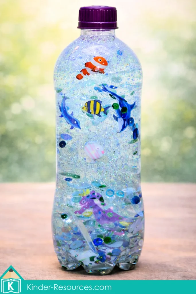 Preschool Bible Lesson God Made the Birds and Fish Sea Sensory Bottle