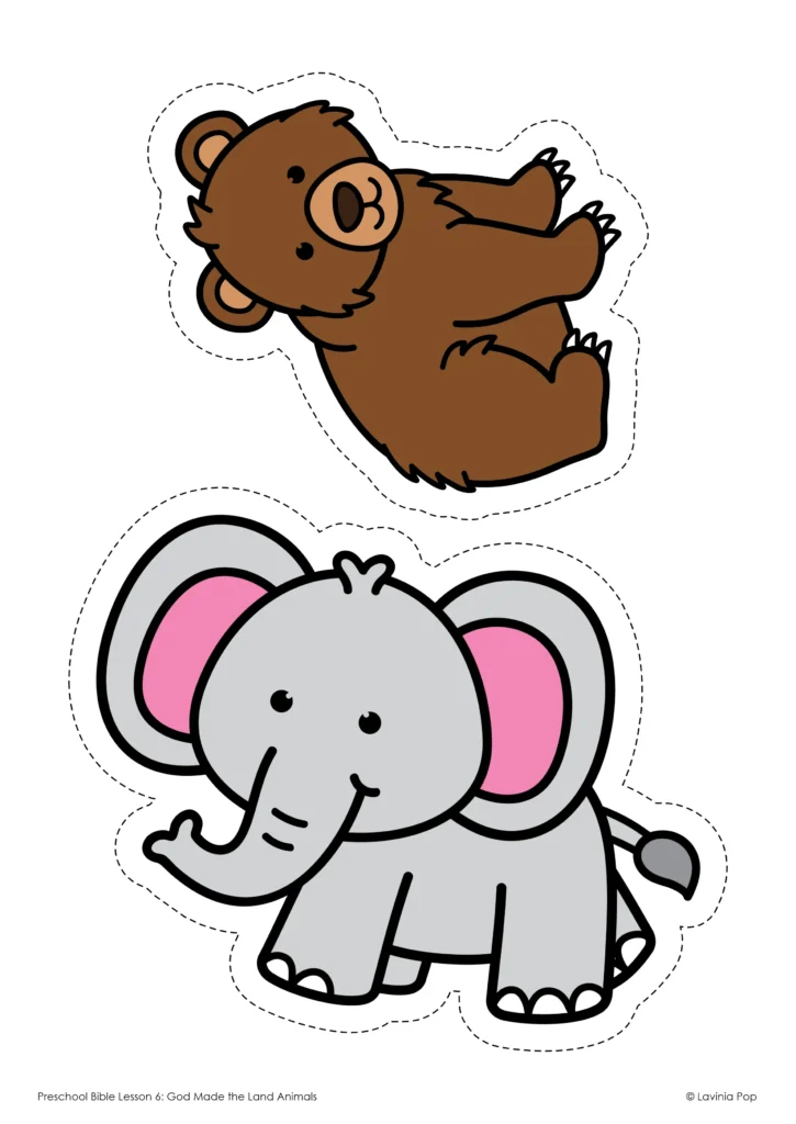 Creation Day 6 land animals sorting cards for identifying big and small animals