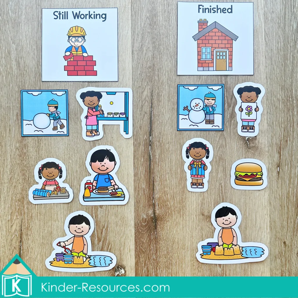 Creation Day 7 Preschool Bible Lesson Still Working or Finished Sorting Activity