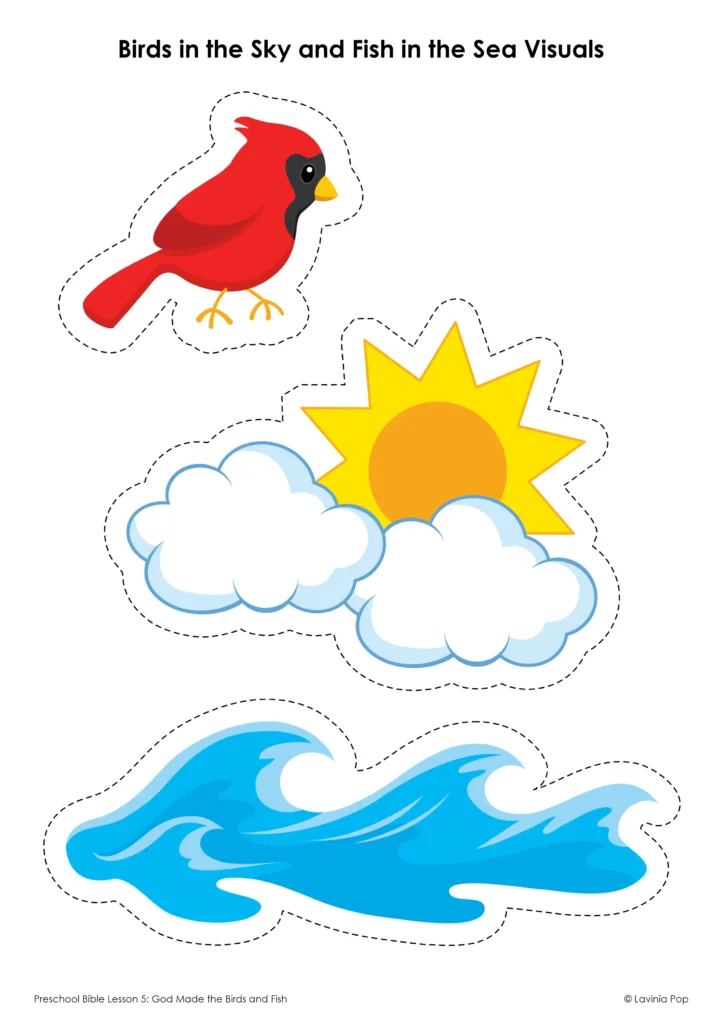 Preschool Bible Lesson God Made the Birds and Fish Sky and Sea Visuals