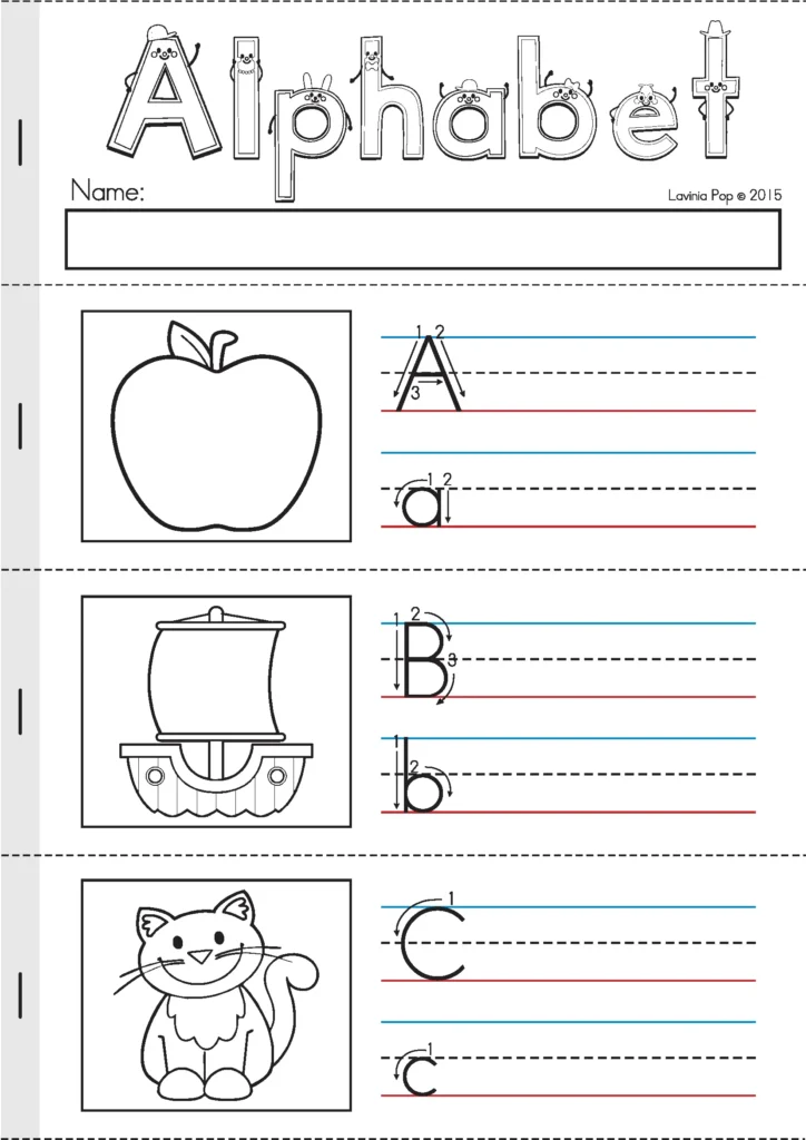 Alphabet Review Worksheets sample alphabet tracing mini book with uppercase and lowercase handwriting practice