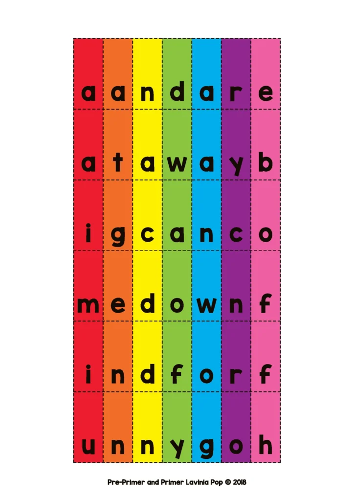St. Patrick’s Day Literacy Centers for Kindergarten primer sight word building strips for reading and spelling practice