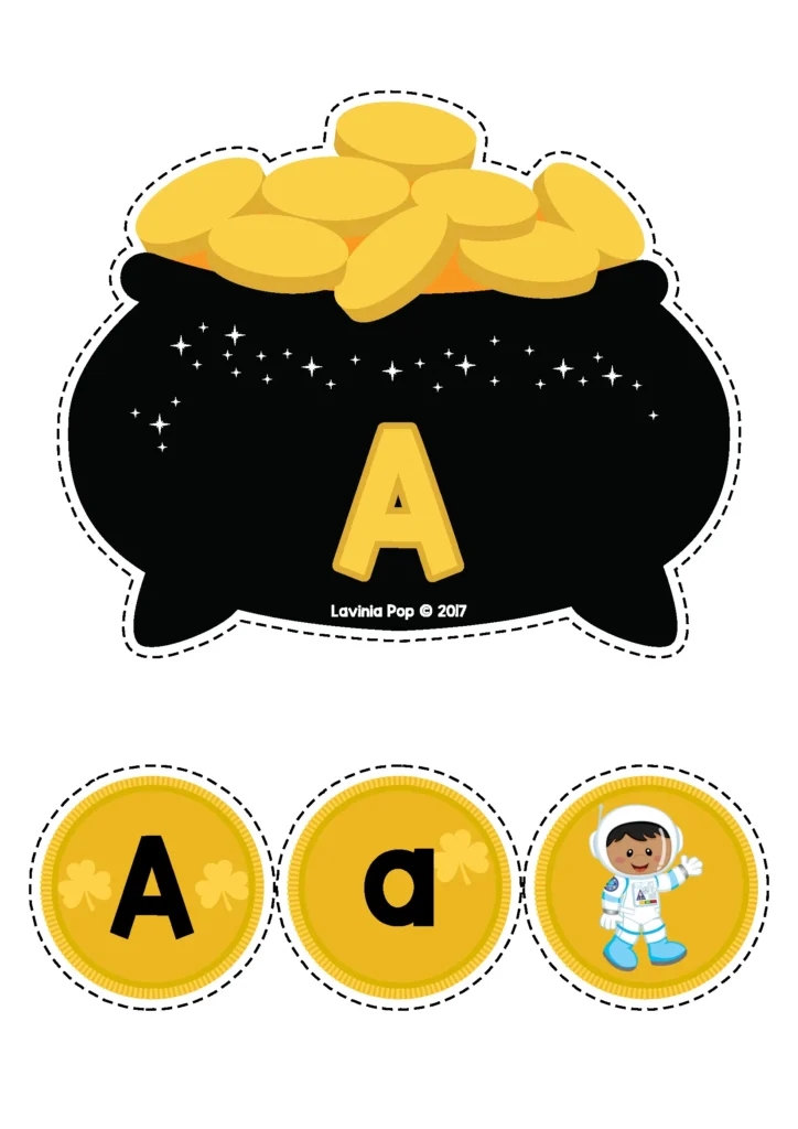 St. Patrick’s Day Preschool Centers beginning sounds matching activity letter A uppercase lowercase and picture preschool literacy center