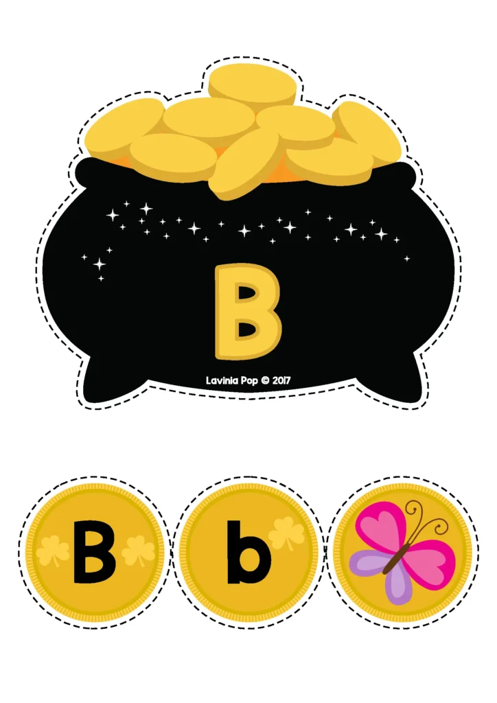 St. Patrick’s Day Preschool Centers beginning sounds matching activity letter B uppercase lowercase and picture preschool literacy center
