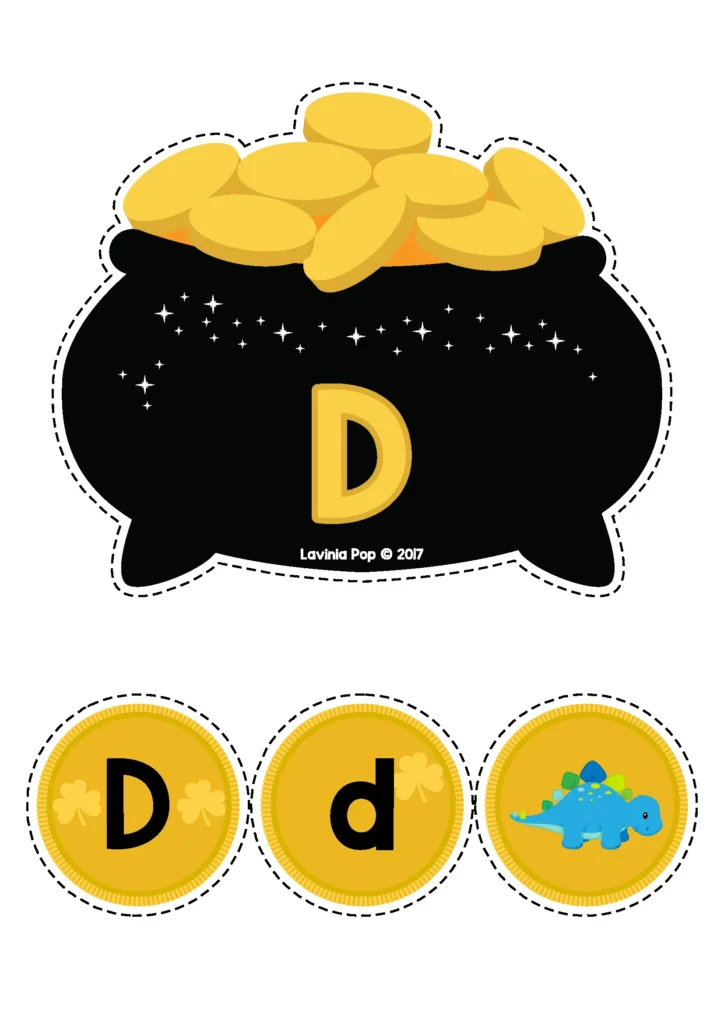 St. Patrick’s Day Preschool Centers beginning sounds matching activity letter D uppercase lowercase and picture preschool literacy center