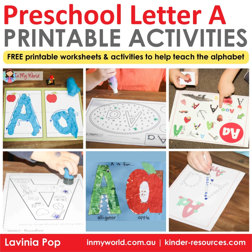 reschool Letter A Printable Activities using alphabet worksheets, letter identification tasks, and hands on preschool learning