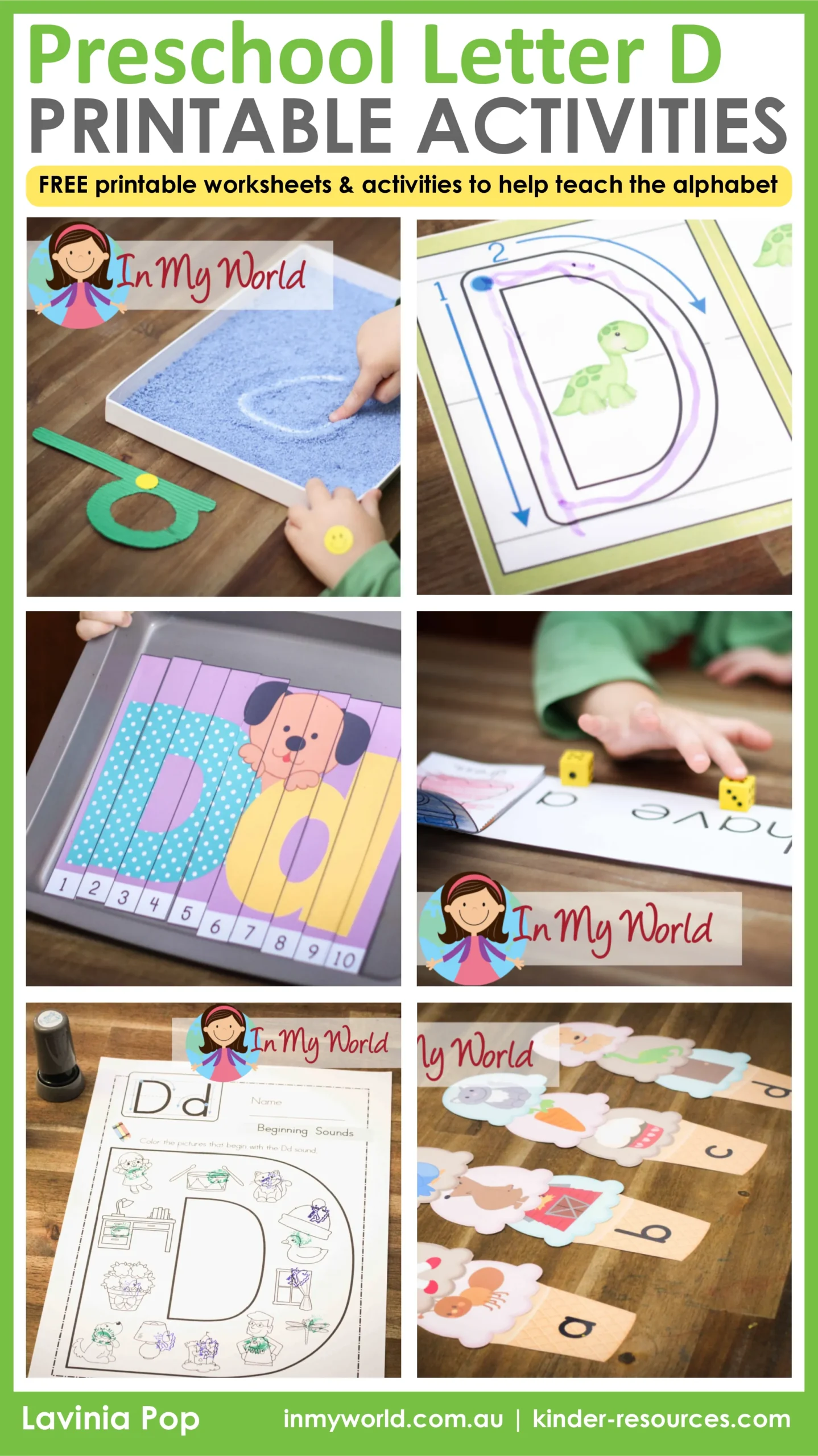 Preschool Letter D Printable Activities with free printable worksheets, beginning sounds practice, letter formation tracing, and hands on alphabet crafts