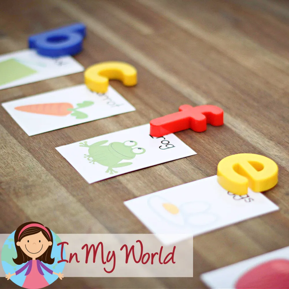 Preschool Letter F printable activities beginning sound picture cards with foam letters for frog and other F words