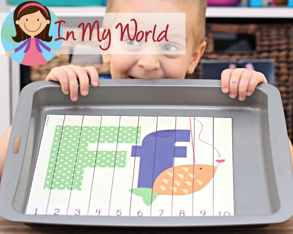 Preschool Letter F Printable Activities alphabet puzzle with uppercase F and fish image for number order practice