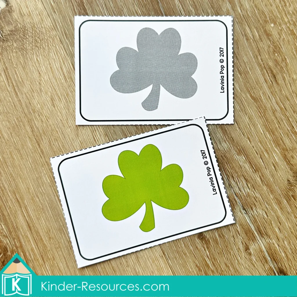 St. Patrick’s Day Centers for Preschool Morning Tubs / Bins shadow matching shamrock cards preschool visual discrimination activity