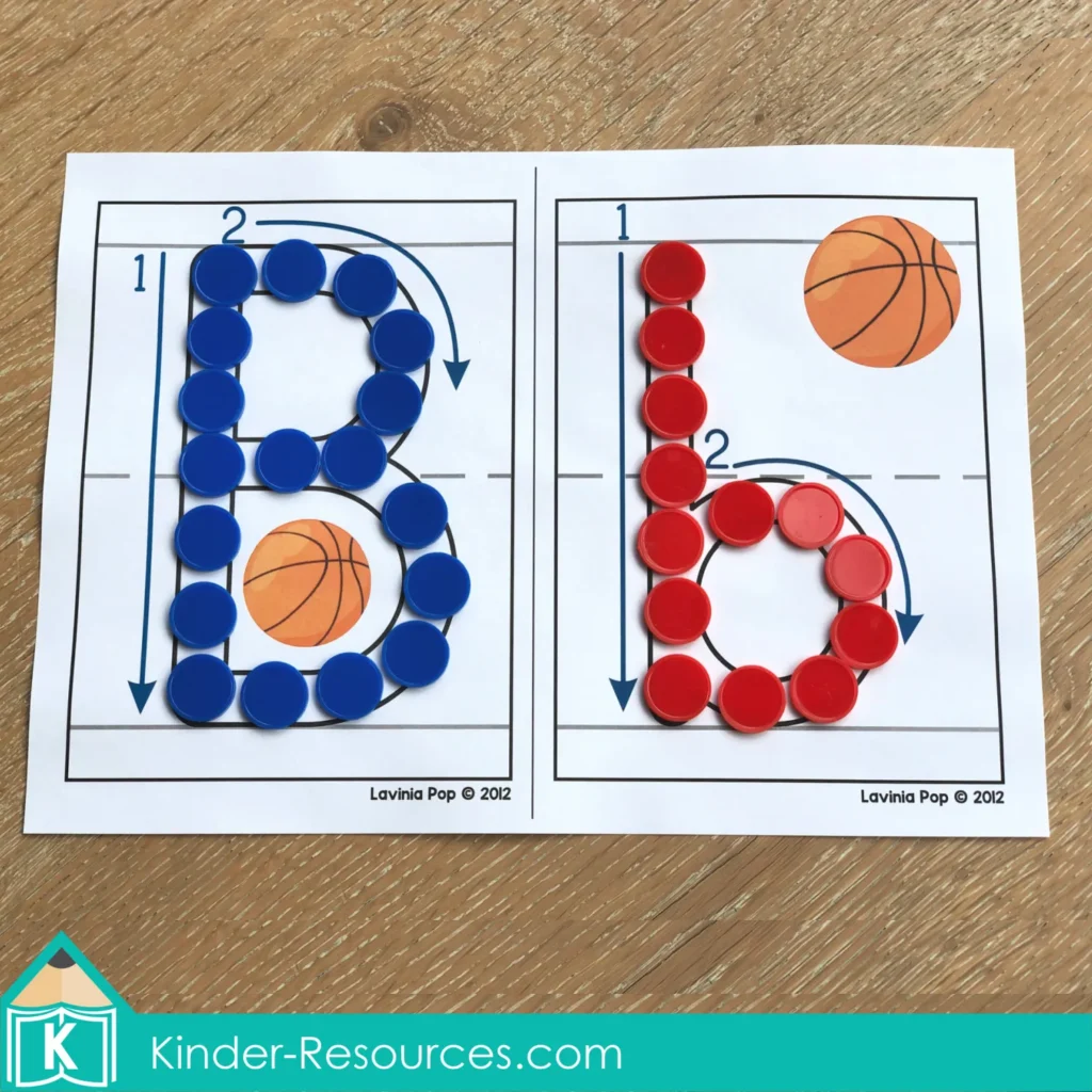 Alphabet play dough mats letter formation beginning sounds using counters to build uppercase and lowercase letters