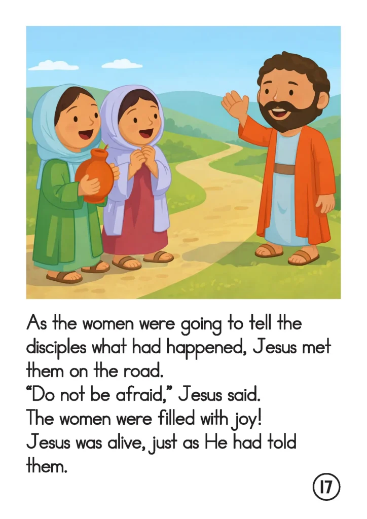 ster Preschool Story Book Jesus meets the women on the road and tells them not to be afraid