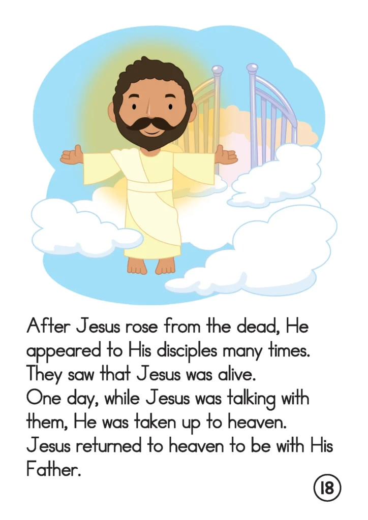 Easter Preschool Story Book Jesus rises to heaven after appearing to His disciples